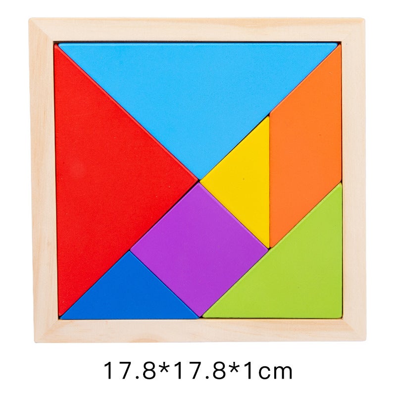 Children'S Wooden Magnetic Tangram Early Education Puzzle Development Primary School Students' Teaching Aids Mathematical Geometry Puzzle Building Blocks Toys - Image 1